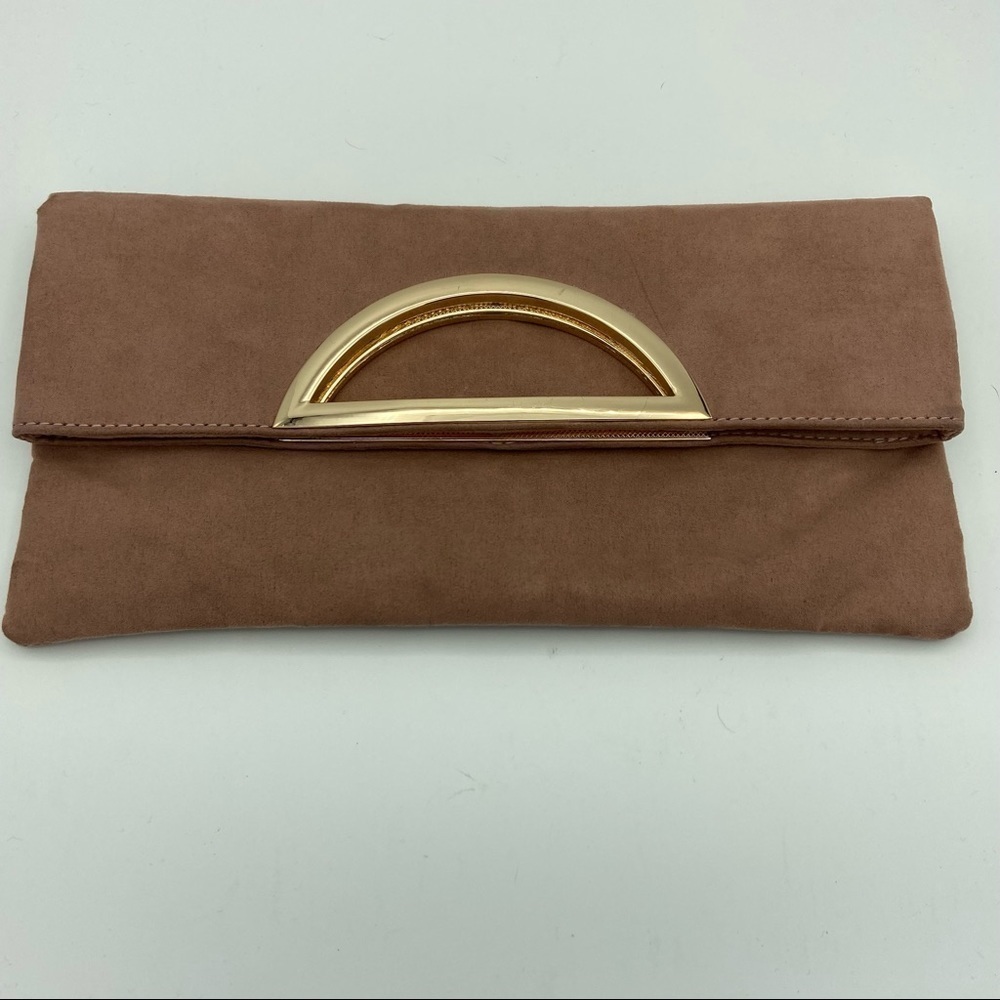 Primadonna Collection Mauve Rose Microsuede Magnetic Closure Clutch Purse